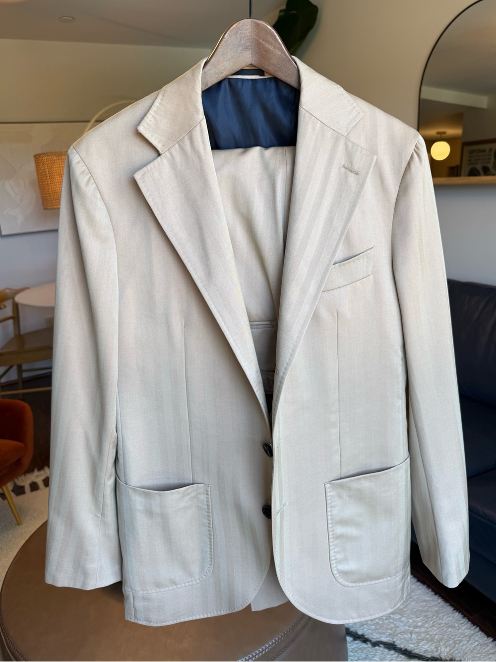 Spier & Mackay Tan Solaro Neapolitan Suit—38R Jacket / 32 Pleated Trousers